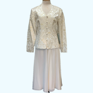 Che Studio sz 8 ivory and gold 2 piece special occasion suit NWT